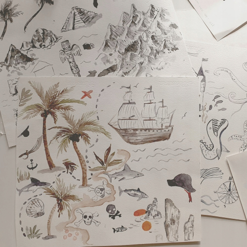Makaszka Dorosły Koc/Narzuta Treasure Islands